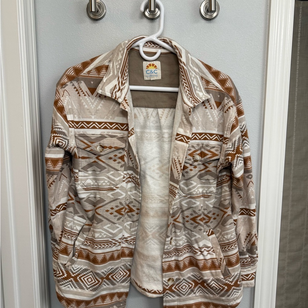 C&C California Brown and Cream Patterned Jacket